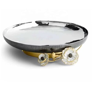 Elegante cuenco de metal con diseño de Granada plateada y dorada para servir, cuenco decorativo perfecto para decoración de bodas y centros de mesa - Product Image 6