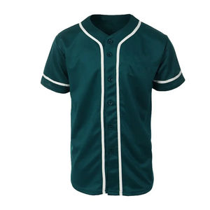 Ensemble de maillots de baseball unisexe personnalisés 100% polyester à col en V, séchage rapide, respirant, maille, bouton sur le devant, antibactérien, anti-UV, taille plus - Product Image 3