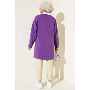 Emblème détaillé tunique à trois fils violet - Product Image 3