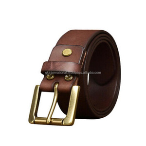 เข็มขัดหนังแฟชั่นสไตล์เรโทรสำหรับผู้ชาย,เข็มขัดลำลองพร้อมหัวเข็มขัดทองเหลืองล้วนเข็มขัดหนังสไตล์เรโทรและอุปกรณ์เสริมทุกขนาด - Product Image 1