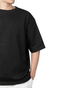 <b>Men</b> Black Oversized Crew Neck T Shirt Soft Cotton Fabric Comfortable Short Sleeve Casual <b>Top</b> for Streetwear and Daily Fashion - Product Image 3