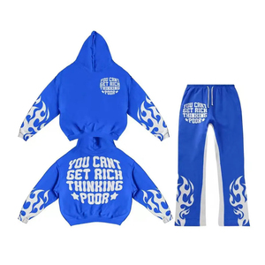 Conjunto de Sudadera con Capucha y Pantalones Anchos de Felpa Francesa para Hombre - Chándal Casual de Invierno de Talla Grande - Product Image 4