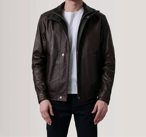 High Quality Double Breasted Stand Men's Genuine Leather Winter <b>Jacket</b> Smart Casual <b>Waterproof</b> Breathable Customizable Outerwear - Product Image 6