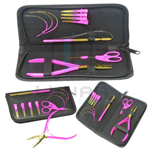 Kit de Salon de formation de cheveux de meilleure qualité avec outils d'extension de cheveux-rose vif avec couleur Plasma or et étiquetage de marque personnalisé gratuit - Product Image 1