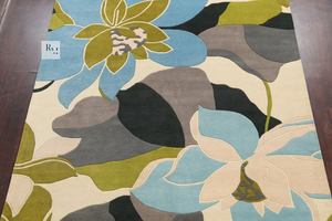 Juego de alfombras de lujo con mechones a mano florales de lana fina 100%, versátil para el hogar, dormitorio, sala de estar, salón, Alfombra de área de tamaño personalizado - Product Image 3