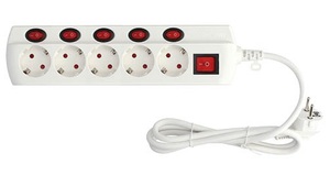Presa multipla 5T con interruttore individuale e cavo (GSC 100010004) - Product Image 1