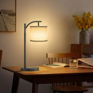 Touch Control lampada da tavolo dimmerabile 3 livello luminosità 90 gradi verticale 180 USB lampada da comodino E26 Base in metallo paralume per camera da letto - Product Image 6