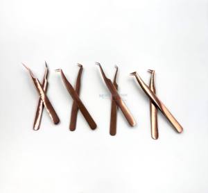 Top qualité titane Plasma or Rose 65 L botte mince isolation cils pince à épiler simple poignée pince à épiler pour cils fibre pointe - Product Image 1