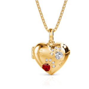 Collier personnalisé en acier inoxydable Jeulia avec pendentif cœur photo et empreinte de patte, pierre de naissance - Product Image 1