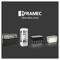 Peralatan Pendingin Dapur Komersial FRAMEC 3 Sisi Kaca Tegak 900 X 740 X 2080 mm Freezer Vertikal untuk Kue Kering