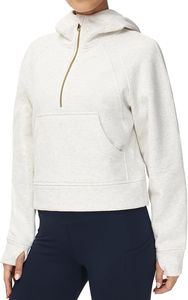 Sweat-shirts à capuche pour femmes, demi-zip, manches longues, en polaire, coupe courte, avec poches, personnalisables, tendance - Product Image 2