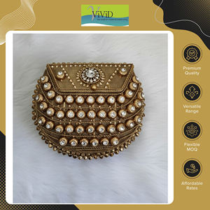 Vivid 100% Quality Commitment Luxury Style Lightweight Metal Beaded Evening <b>Handbags</b> Purse Women India Origin Manufacturer - Product Image 2