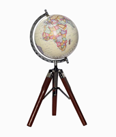 Globe terrestre nautique en bois poli brun CALVIN HANDICRAFTS avec support en bois, fait main, 8 pouces, vintage, éducatif pour enfants