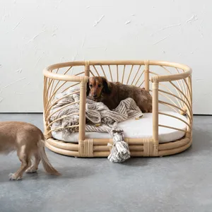 Wholesale Good Quality Rattan Pet <b>Bed</b> with <b>Cushion</b> for Dog and Cat <b>Bed</b> Handcrafted Variety of Sizes From Vietnam Manufacturer - Product Image 4