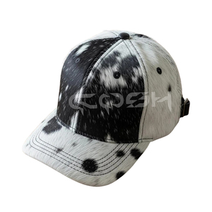 Gorro de Béisbol Occidental de Cuero Genuino con Pelo de Vaca, Hecho a Mano - Product Image 4