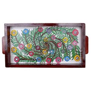 Plateau de service moderne en bois écologique Plateau décoratif en métal pour la cuisine à domicile Plateau en bois pour les collations et le dîner - Product Image 3