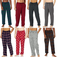 Vêtements de nuit légers pour hommes, pyjama à coupe ample, pantalon de détente en flanelle à séchage rapide, taille haute avec cordon de serrage imprimé