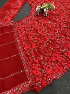 Lehenga Choli élégant et doux à motif papillon, broderie indienne et pakistanaise tendance, travail de paillettes, toile de cancan, patta pour l'été - Product Image 5
