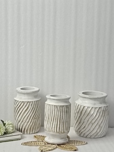Modern Artistic <b>Tall</b> Farmhouse White Vintage Hot-Selling Indian Mango Wood Vase Luxury Flower Pot Planter for Home Garden Decor - Product Image 6