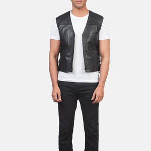 New Best Fitted <b>Men</b> Leather <b>Vest</b> Motor Bike Wear Windproof Cow Hide Made Leather <b>Vest</b> - Product Image 1
