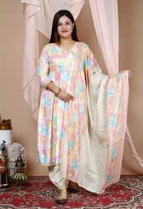 인도 숙녀 면 인쇄 Kurti 바지 여름 착용 및 여성 착용 Kurti 원피스 세트 여성 에스닉 탑 튜닉 바닥 바지 - Product Image 3