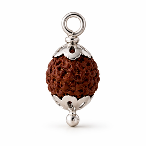 Pendentif en argent plaqué or 18 carats avec agate naturelle Rudraksha, charme religieux hindou en pierre - Product Image 3