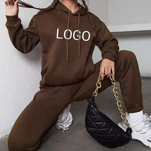 Conjuntos Deportivos de Invierno de Alta Calidad para Mujer, Top Corto Holgado con Bolsillo, Sudadera con Capucha de Manga Larga y Pantalones Deportivos - Product Image 1