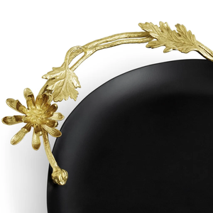 Elegante bandeja ovalada de Dalia, bandeja de servicio floral de metal decorativa para uso en el hogar, bodas y hoteles - Product Image 3