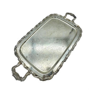 Plateau de service rectangulaire au design élégant, motif en relief métallique, plateau de présentation pour hôtel, restaurant, mariage, traiteur, nourriture élégante - Product Image 2