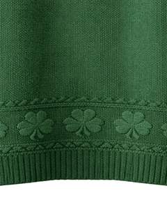 Customized Forest Green Jacquard Knit Sweater Floral Textured Crew Neck Long Sleeve Winter Pullover For Women Custom Wholesale - Product Image 5