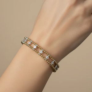 Brazalete Moderno de Oro de 14K con 80 Diamantes Naturales y Baño de Rodio |   Pulsera Elegante y Moderna para Mujer - Product Image 5