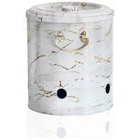 Boîte en métal blanc marbré Kontensan EF18151 9L 225x240mm Recyclable pour parfum, chocolat, thé, bijoux, emballage en fer-blanc et plastique
