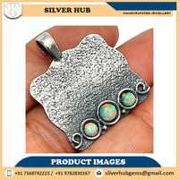 Pendentif vintage en opale de feu, fait à la main, en argent sterling 925 massif, bijoux fins semi-précieux de créateur à bas prix