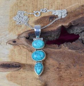 Colgante de Plata de Ley 925 con Turquesa, Joyería Hecha a Mano, Estilo Boho, Regalo de Boda para Esposa - Product Image 4