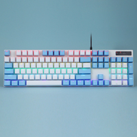 Clavier de bureau pour jeux Clavier crémeux RGB 104 touches Ultra-fin Clavier rétroéclairé LED filaire USB