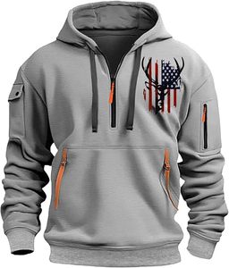 Sudadera táctica para hombre, sudadera con cremallera de cuarto sólido, Sudadera con capucha, bolsillos, entrenamiento, correr, tejido de lana hecho activo, industria deportiva - Product Image 3