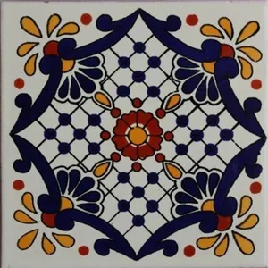 6x6 Poli Porcelaine Talavera Mexicain Tuile 4 Pièces Ensemble pour Salon Finition Brillante pour Intérieur Carré Firebrick Utilisation - Product Image 1
