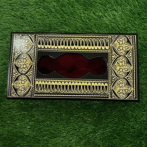 กล่องกระดาษทิชชู่สีดำและสีเหลืองศิลปะแบบดั้งเดิมกล่องกระดาษทิชชู่ทาสีด้วยมือดีไซน์กล่องกระดาษทิชชู่ทาสีมือ - Product Image 5