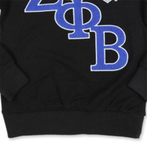 ZPB Sweatshirt - <b>Black</b> 100% Cotton <b>Fleece</b> Zeta Phi Beta Sweatshirt with Team Logo Chenille Embroidery Sorority Gear - Product Image 6