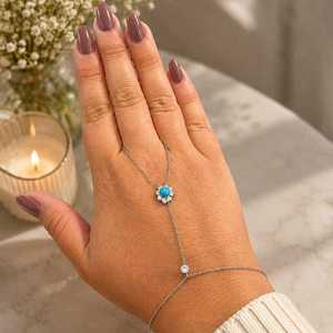 Bracelet de mode Shahmaran en argent sterling 925 avec fleur turquoise - Product Image 2