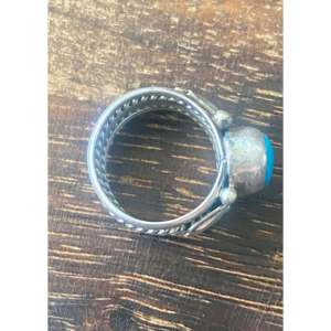 Navajo Handmade Kingman <b>Turquoise</b> Sterling Silver Statement <b>Ring</b> Size 5.5 - Product Image 5