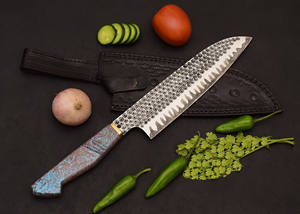 มีดทำครัวเหล็กดามัสกัสพร้อมปลอกหนังทำด้วยมือ - Product Image 5