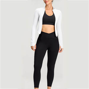 Nouvelle veste de sport de yoga pour femmes, logo personnalisé, manches longues, fermeture éclair sur le devant, veste de sport de yoga, couleur personnalisée, haut de fitness - Product Image 4