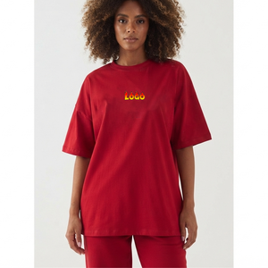 Camiseta de Lujo 100% Algodón Vintage para Mujer, Color Rojo Personalizable, Talla Grande, Lisa, Unisex - Product Image 1
