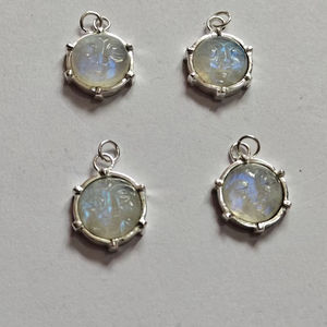 925 collier pendentif en argent Sterling blanc arc-en-ciel pierre de lune 13mm lunette lisse réglage Style Vintage cadeau de mariage pour les femmes - Product Image 1