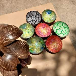 Cuenco lacado de color artesanal de Vietnam Cuenco lacado con cáscara de coco - Product Image 6