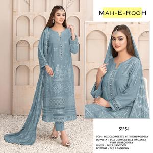 New Style Heavy Faux Georgette Bridal Kurta/<b>Kurti</b> for Indian/Pakistani Weddings Embroidery Work Sequence Dress Brides Maruti - Product Image 3