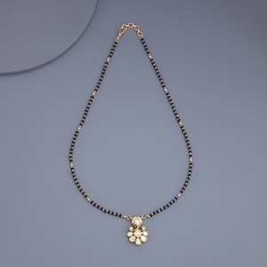 Kundan Mangalsutra 156591 22k Gold Plated White Zircon Flower Pattern Wedding Jewelry for Bride - Product Image 5