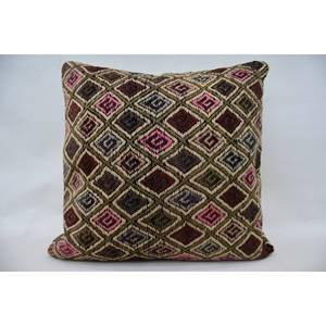 28x28 pulgadas Beige bohemio Kilim Patchwork almohada patrón Vintage lana tejida a mano técnica - Product Image 1