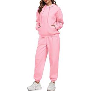 Conjunto de ropa de abrigo de estilo informal de invierno transpirable de 2 piezas de gran tamaño para hombre, pantalones para correr con hombros caídos, sudadera tejida con capucha - Product Image 4